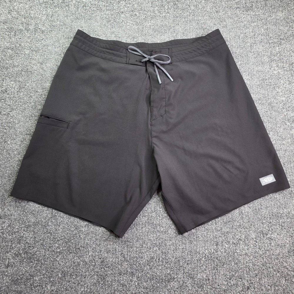 AFTCO Board Shorts Mens 34 Black Fishing Recycled Stretch M42 PO 52702-00